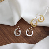 18K Matte Geometric Half Circle Stud Earrings in 925 Sterling Silver