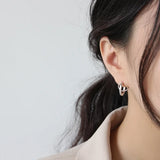 18K Matte Geometric Half Circle Stud Earrings in 925 Sterling Silver