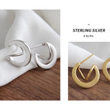 18K Matte Geometric Half Circle Stud Earrings in 925 Sterling Silver