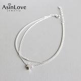 Double Layer Star Anklet Women 925 Sterling Silver Charm Summer Accessory