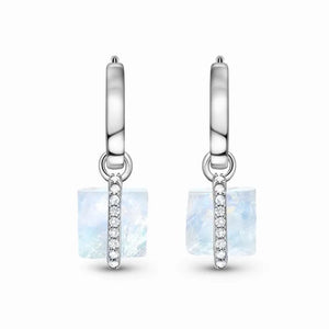 925 Silver Zircon Moonstone Drop Earrings Wedding Jewelry