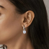 925 Silver Zircon Moonstone Drop Earrings Wedding Jewelry