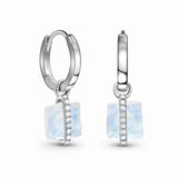 925 Silver Zircon Moonstone Drop Earrings Wedding Jewelry