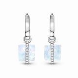 925 Silver Zircon Moonstone Drop Earrings Wedding Jewelry