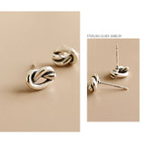Vintage Knot Tiny Stud Earrings 925 Sterling Silver Unique Fine Jewelry Women