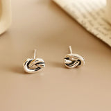 Vintage Knot Tiny Stud Earrings 925 Sterling Silver Unique Fine Jewelry Women