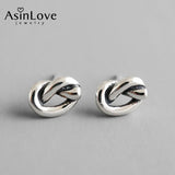 Vintage Knot Tiny Stud Earrings 925 Sterling Silver Unique Fine Jewelry Women