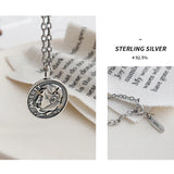 Vintage Portrait Coin Round Pendant Necklace 925 Sterling Silver