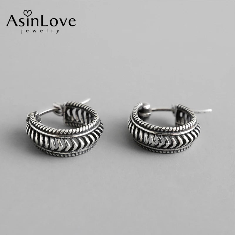 925 Silver Braided Twist Circle Ladies Earrings Small Loop Hoops