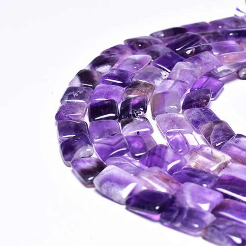 15*20mm Amethyst Crystal Square Wave Loose Beads