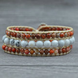 Boho Howlite Stone 3 Wrap Yoga Bracelet for Women