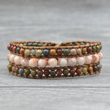 Boho Natural Stone Beads 3 Wrap Yoga Bracelet