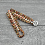 Boho Natural Stone Beads 3 Wrap Yoga Bracelet
