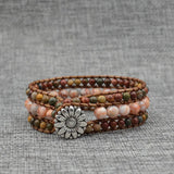 Boho Natural Stone Beads 3 Wrap Yoga Bracelet