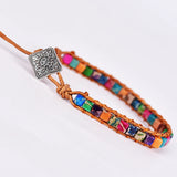 Asingeloo Natural Stone Beads Chakra Bracelet Women Jewelry Leather Rope Bangles