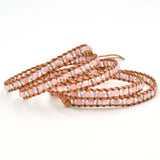 Rose Pink Quartz Charm Bracelet for Women Girl