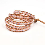 Rose Pink Quartz Charm Bracelet for Women Girl