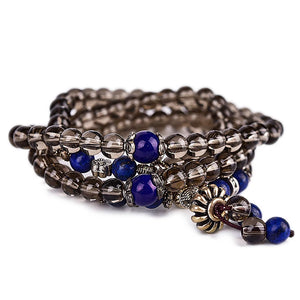 Tibetan Quartz Lapis Stone Prayer Beads Buddha Bracelet