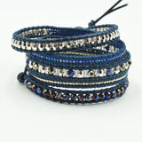 Bohemia Crystal Beads Leather Wrap Bracelet for Women