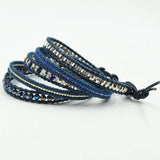 Bohemia Crystal Beads Leather Wrap Bracelet for Women