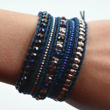 Bohemia Crystal Beads Leather Wrap Bracelet for Women