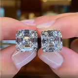 Asscher Cut Lab Diamond Stud Earrings 925 Sterling Silver
