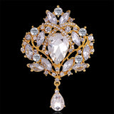 Large Crystal Water-drop Brooch Pin Vintage Wedding Bouquet AE048