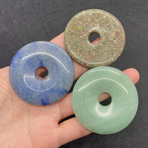 Natural Mixed Donuts Round Stone Pendant Necklace