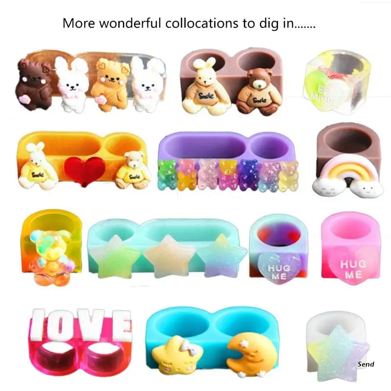 Resin Ring Molds Single Double Three Holes Silicone Rings Mold