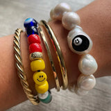 Assorted Mixed Charms Evil Eye Bead Gemstone Beaded Bracelet