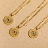 Astrolabe Stainless Constellation Necklaces Zodiac Sign Birthstone Necklace