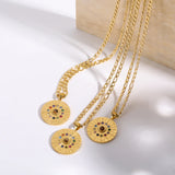 Astrolabe Stainless Constellation Necklaces Zodiac Sign Birthstone Necklace