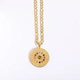 Astrolabe Stainless Constellation Necklaces Zodiac Sign Birthstone Necklace