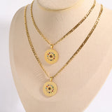 Astrolabe Stainless Constellation Necklaces Zodiac Sign Birthstone Necklace