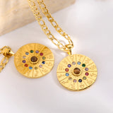 Astrolabe Stainless Constellation Necklaces Zodiac Sign Birthstone Necklace