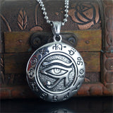 Zodiac Stainless Steel Round Pendants Eye of Horus Wadjet Necklace