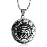 Zodiac Stainless Steel Round Pendants Eye of Horus Wadjet Necklace