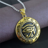Zodiac Stainless Steel Round Pendants Eye of Horus Wadjet Necklace