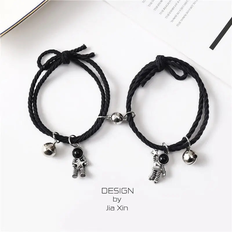 Magnet Astronaut Couple Bracelet - Leather Girlfriend Hair Band