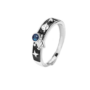 Astronaut Couple Rings Crystal 925 Silver Ring For Lady Wedding Accessories
