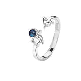 Astronaut Couple Rings Crystal 925 Silver Ring For Lady Wedding Accessories