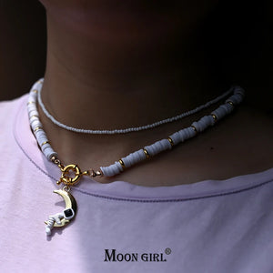 Astronaut Pendant Necklace for Women Space Star Seedbeads Choker