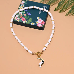 Astronaut Pendant Necklace for Women Space Star Seedbeads Choker