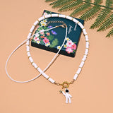 Astronaut Pendant Necklace for Women Space Star Seedbeads Choker