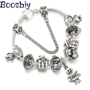 Astronaut & Robot Charm Bracelet with Golem Pendant