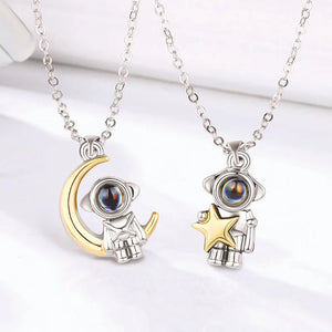 Astronaut Star Projection Pendant Couple Necklace