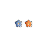 925 Silver Asymmetric Flowers Mini Stud Earrings Gift