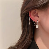 925 Silver Asymmetric Heart Dangle Earrings Set