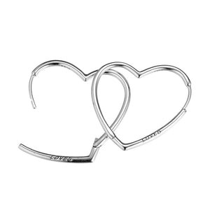 Asymmetric Hearts of Love Hoop Earrings Sterling Silver Jewelry Earrings