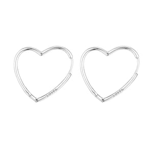 Asymmetric Hearts of Love Hoop Earrings Sterling Silver Jewelry Earrings